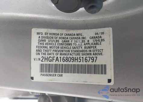 2009 Honda Civic Ex из США, поврежденный, VIN 2HGFA16809H516797